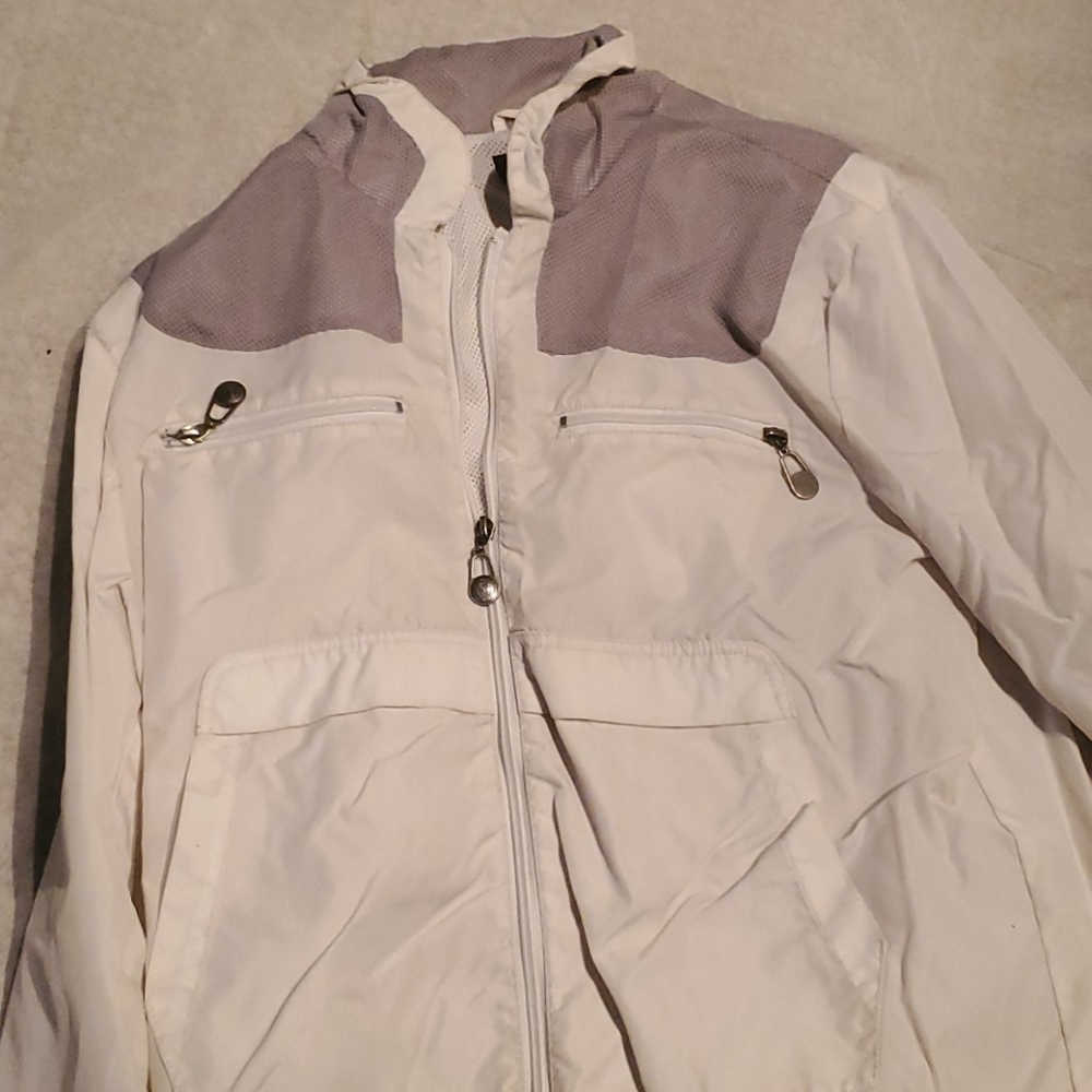 White windbreaker